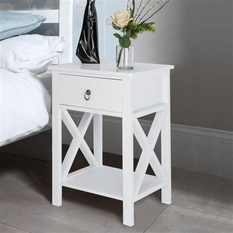 Zimtown White Bedside Nightstand End Sofa Table With Drawer And Shelf