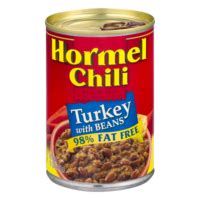 Check spelling or type a new query. Hormel Chili Turkey with Beans 98% Fat Free 15oz Can ...