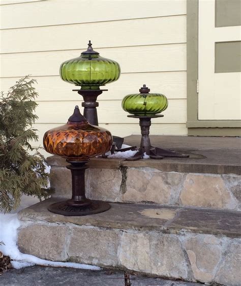 Repurposed Garden Art Created Using Vintage Lamps Discarded Metal And