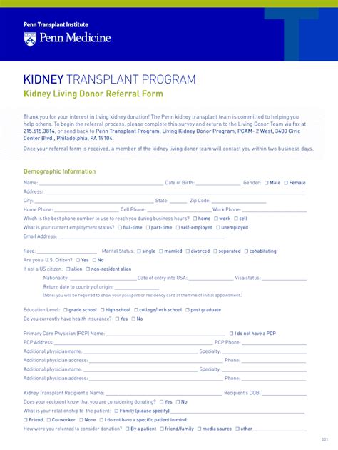 Kidney Donation Form Fill Out And Sign Online Dochub