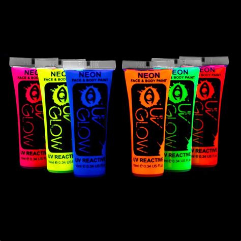 Pintura Cara Cuerpo Luz Negra Uv Glow Neón Fluorescente Fiesta Pintura