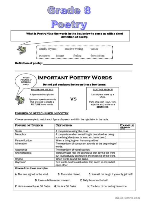 74 Poetry English Esl Worksheets Pdf And Doc