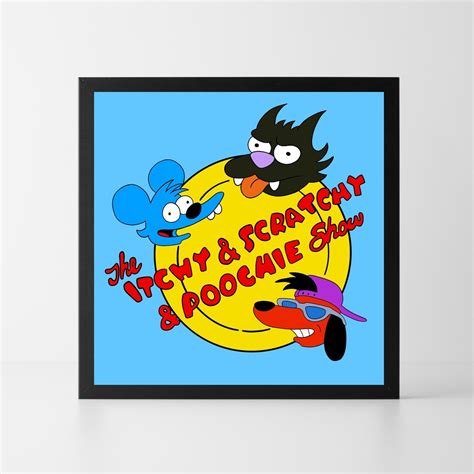 The Itchy And Scratchy And Poochie Show Simpsons Digital Art Etsy