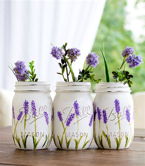 Painted Lavender Flower Mason Jars Mason Jar Crafts Love