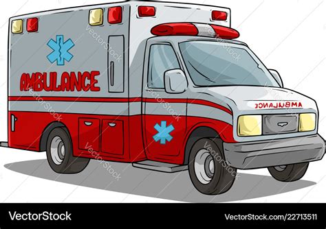 Cartoon Ambulance Emergency Car Or Truck Vector Image