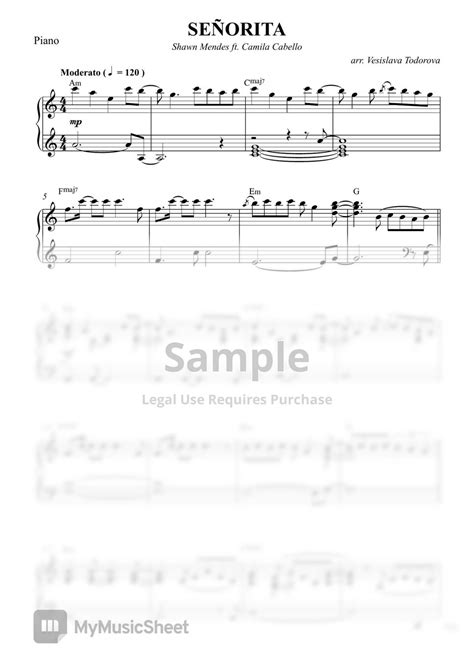 Shawn Mendes Ft Camila Cabello Senorita Piano Cello Sheets By