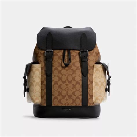 Coach Hudson Backpack In Blocked Signature Canvas