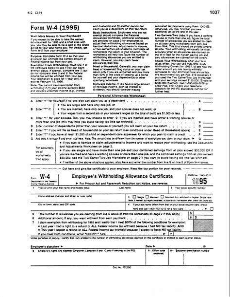 Form Mo W 4 Employee S Withholding Allowance Certific