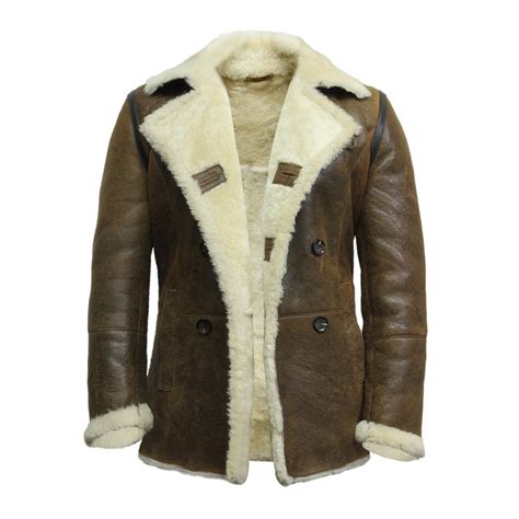 Men Sheepskin Leather Jackets Coats Warm Winter Leather Jackets Coats