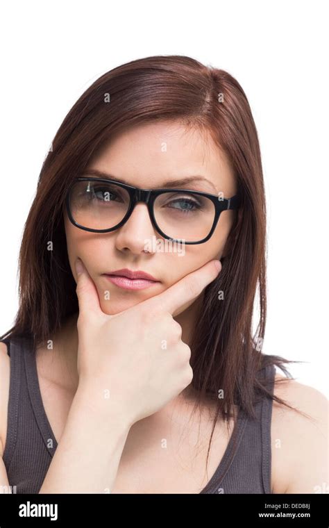 Attractive Brunette Wearing Trendy Glasses Hi Res Stock Photography And
