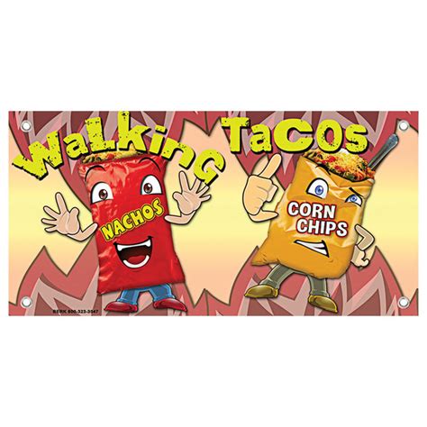 12 X 24 Rectangular Concession Stand Sign With Walking Taco Design