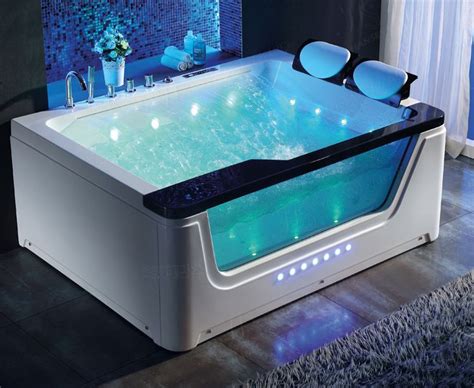 The clean look of simple geometric lines makes this a classic yet contemporary fixture worthy of the most. 2 person whirlpool bathtub with TV and waterfall ...