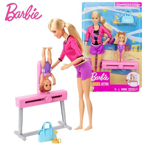 Barbie Gymnastics Coach Dolls And Playset With Coach Barbie Doll Small Doll And Balance Beam With