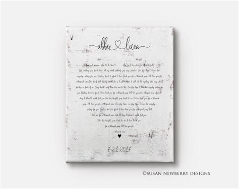 From the opening notes, conversations become quiet, heads turn, eyes get misty, lyrics are mouthed, couples smile at each it is these great songs that are showcased in her performance. Custom Song Lyrics CANVAS - Any song lyrics Wall Art ...