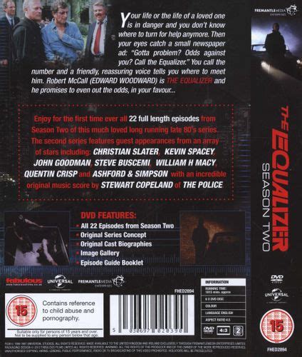 The equalizer tv series new york filming locations #2. The Equalizer: Series 2 (DVD): Edward Woodward, Keith Szarabajka, Robert Lansing, Mark Margolis ...