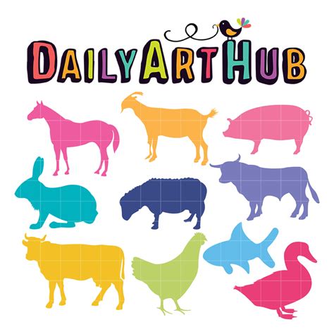 Farm Animals Silhouette Clip Art Set Daily Art Hub Graphics