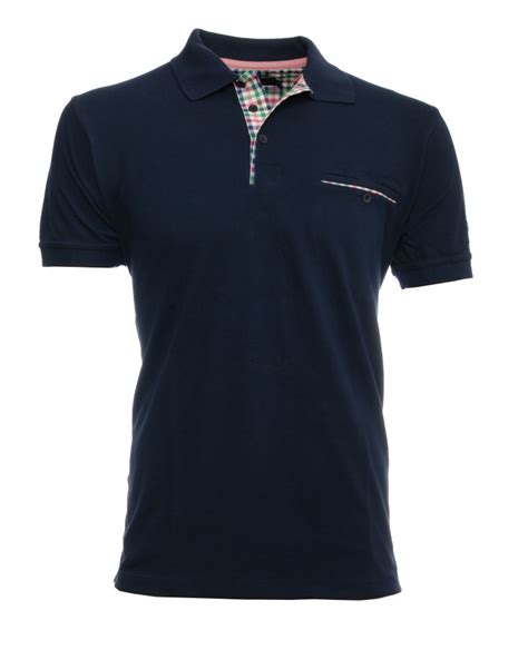 Men S Polo Short Sleeves Navy Piqué With Pocket 3xl 4xl — Ethnic Blue