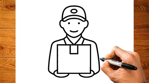 How To Draw Delivery Boy Easy Draw Delivery Boy Step By Step For