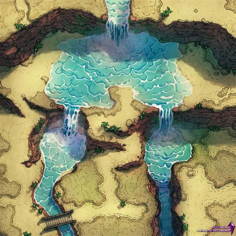 1 Scrubland Waterfall 22x22 Battlemaps Dnd World Map Fantasy