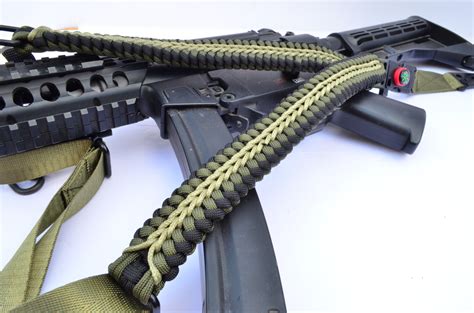 Paracord Rifle Sling With Compass Flint Striker Tan Black Acid Tactical