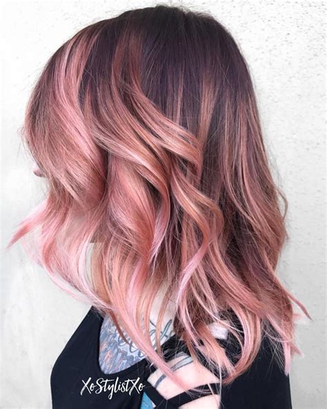 20 gorgeous examples of rose gold balayage rose gold balayage coral hair pink short hair