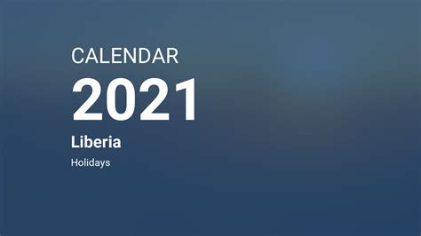 Year 2021 Calendar Liberia