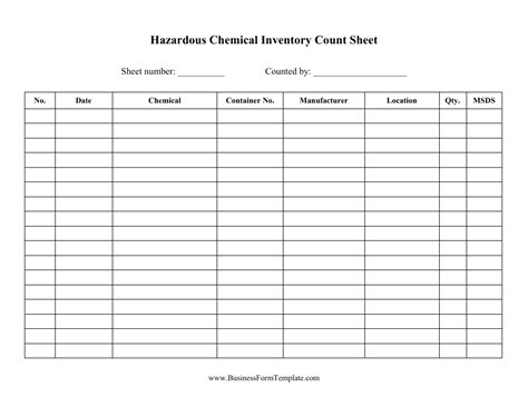 Hazardous Chemicals Inventory Template Download Printable Pdf