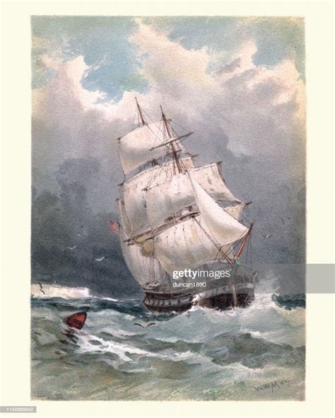 victorian sailing ship under full sail at sea 19th century high res vector graphic getty images