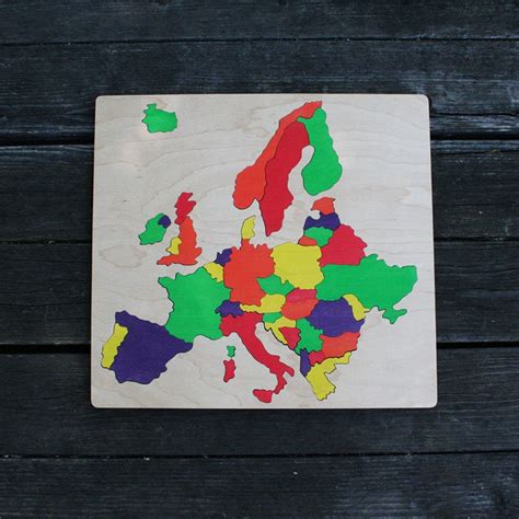 Europe Wooden Map Puzzle Handmade Wooden Name Jigsaw Puzzles Etsy