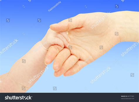 Baby Hand Holding Mother Finger Isolated Stock Photo 89777281