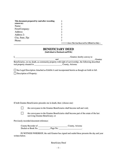 Arizona Beneficiary Deed Fill Online Printable Fillable Blank