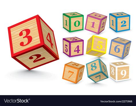 Wooden Number Blocks Royalty Free Vector Image
