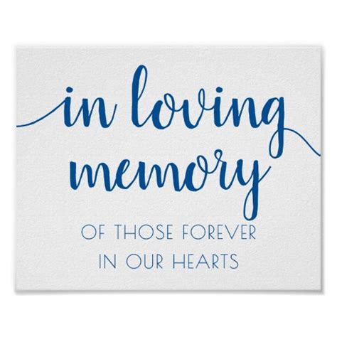 Classic Blue Calligraphy In Loving Memory Sign Uk