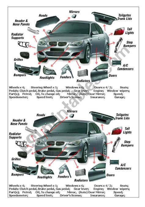 Two Pictures Of Cars Plus Some Vocab One Page Has Two Copies Inside