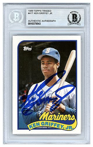 What increases the value of this particular card is the autographs of both participants, which the 1989 topps traded ken griffey jr. Ken Griffey Jr. Autographed Signed 1989 Topps Traded ...