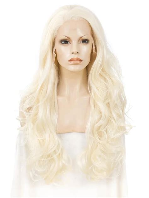 BLEACH BLONDE NATURAL WAVY FASHION Synthetic Lace Front Wig Wigsking