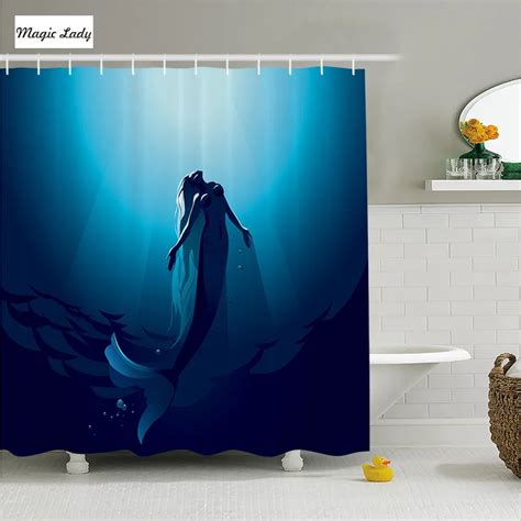 Shower Curtain Little Mermaid Bathroom Accessories Creature Fish Tail