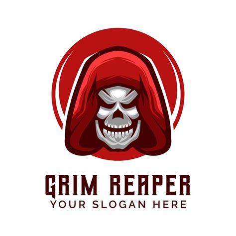 Premium Vector Grim Reaper In Red Color Logo Design Template Vector