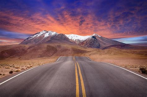 Panorama Landscape Nature Mountain Roads Mountains Clouds Sky
