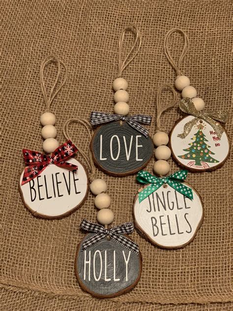 Wooden Beaded Christmas Ornaments, Christmas Decor, Gifting Under $5 in