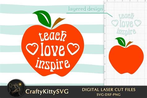 Teach Love Inspire Svg File Teacher Apple Svg Sublimation 2153159