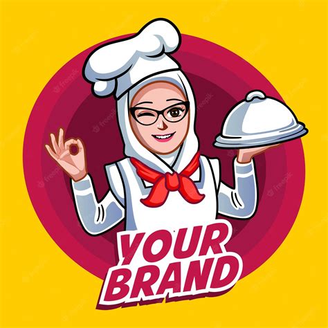 Premium Vector Female Chef Muslim Female Chef Mascot Chef