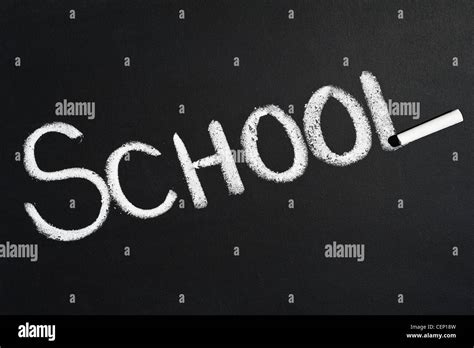 Blackboard With The Word School Written On It In White Chalk Stock