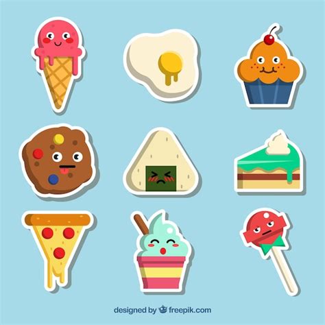 Free Vector Funny Variety Of Food Stickers