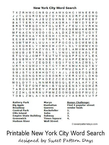 New York City Word Search Teaching Resources