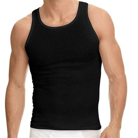 Famous Brand Value Packs Of Men S Black And White Ribbed 100 Cotton Tank Top A Shirts