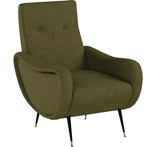 Safavieh Home Elicia Mid Century Retro Olive Green Velvet Accent Chair