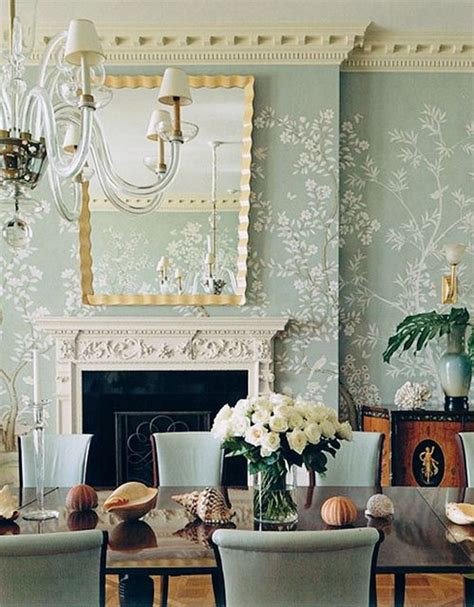 Elegant Home Decor With Gracie Wallpaper And Gilded Mirrors