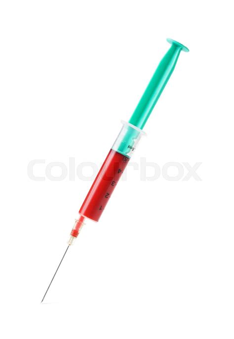 Blood Filled Syringe Isolated Stock Image Colourbox