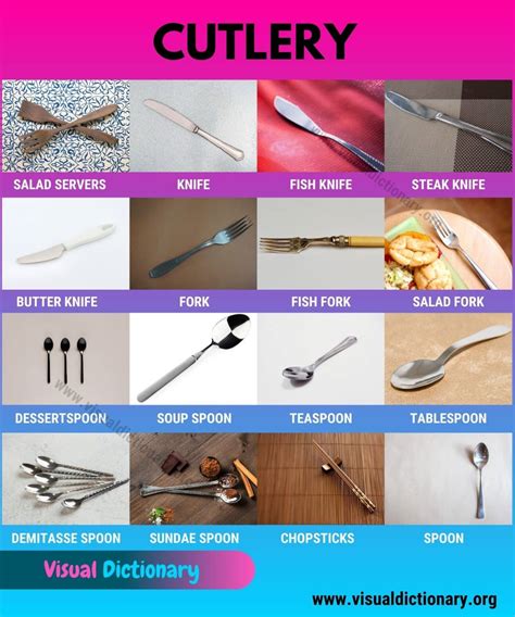 Cutlery List Of 15 Popular Silverware You Need To Know Visual Dictionary